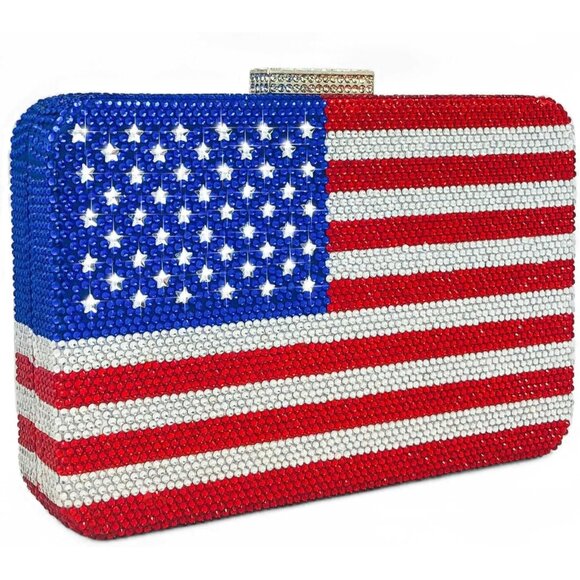 Dazzling American Flag Rhinestone Clutch Purse - Perfect for Parties & Events - Picture 9 of 9